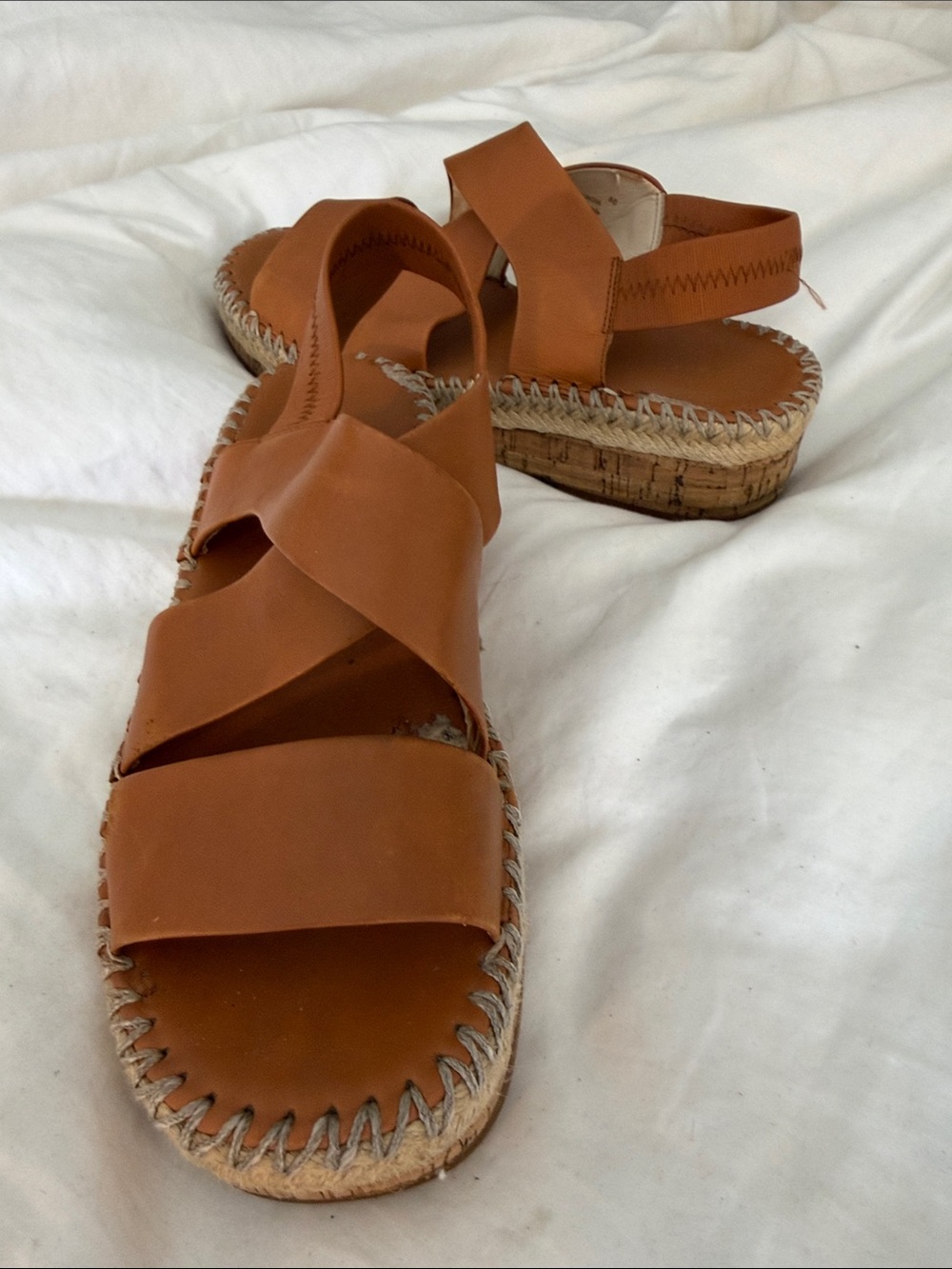 Cole Haan Leather Espadrille Sandals in Cognac Brown